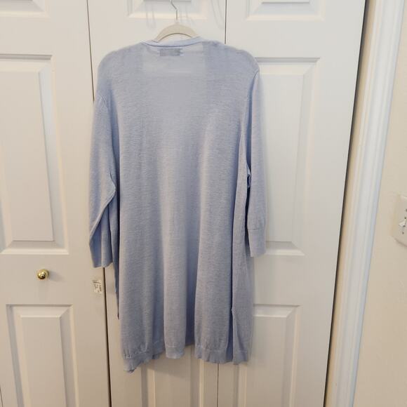 Jones Studio Size 3X 1/4 Sleeve Blue Open Front Cardigan - Picture 6 of 9